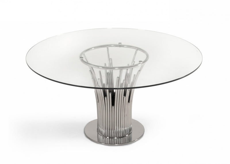 VG - PAXTON GLASS & ROSEGOLD DINING TABLE