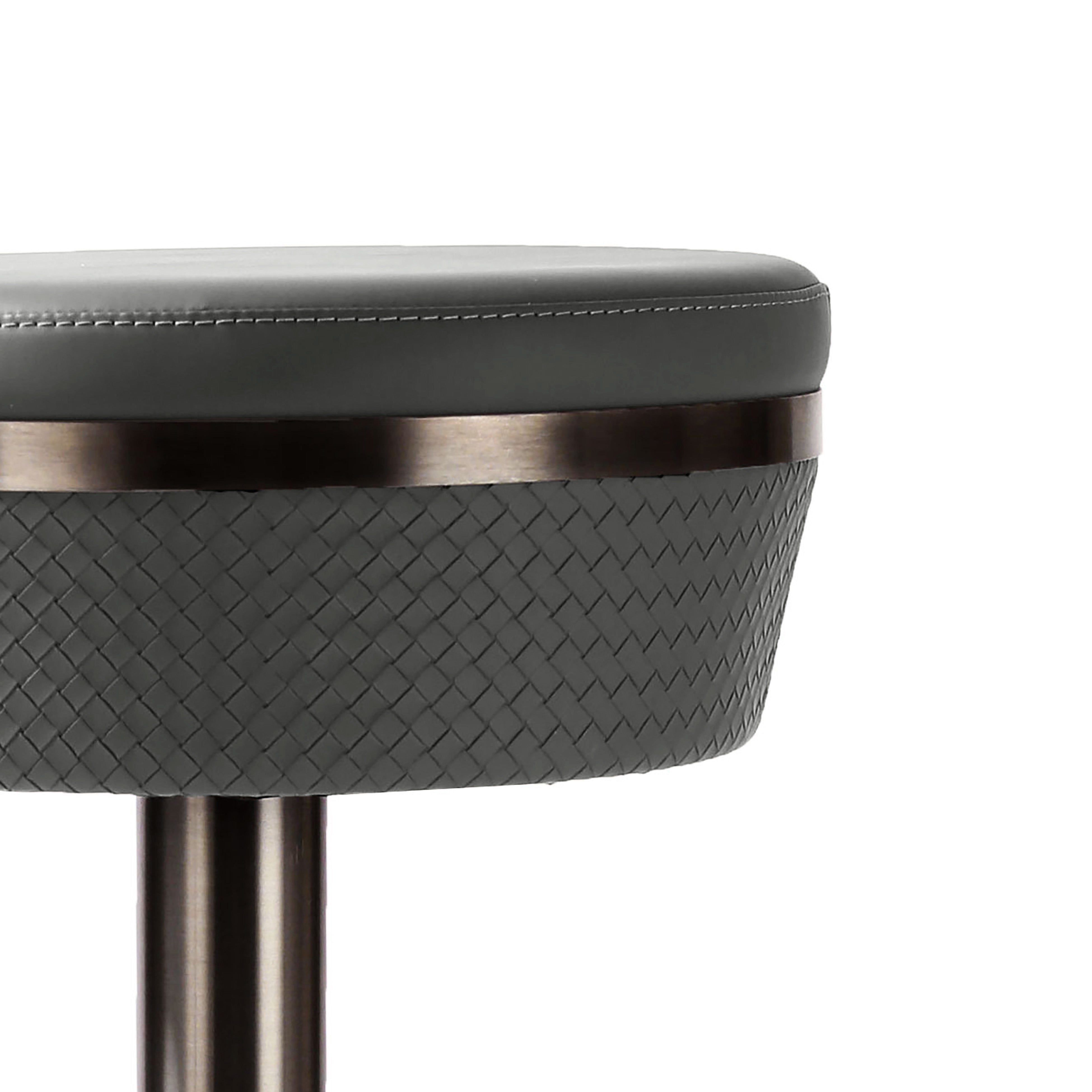 TV - ASTRO GREY WOVEN VEGAN LEATHER ADJUSTABLE STOOL