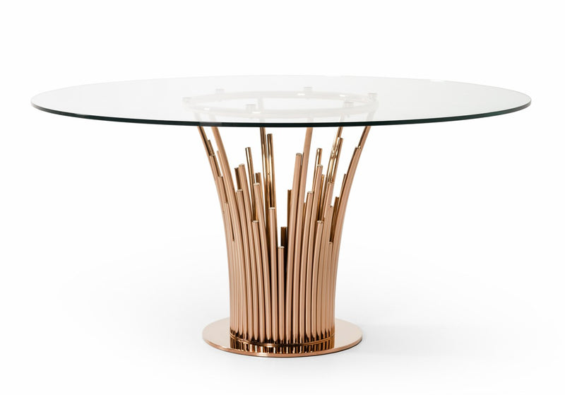 VG - PAXTON GLASS & ROSEGOLD DINING TABLE
