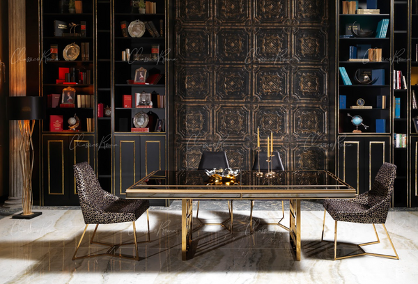 GB - MIRRORED GOLD DINING TABLE