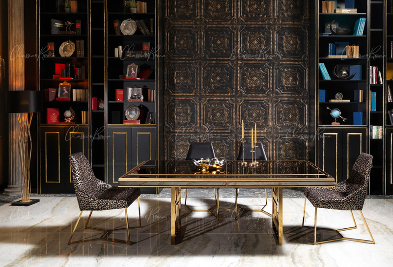 GB - MIRRORED GOLD DINING TABLE